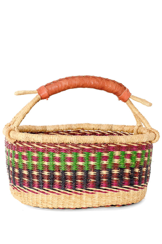 One-of-a-Kind Colorful Oval Bolga Basket