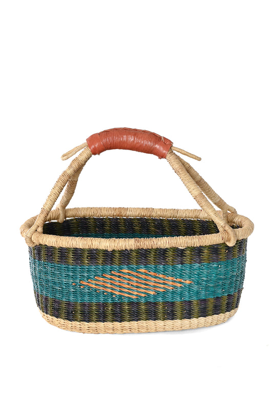 One-of-a-Kind Colorful Oval Bolga Basket