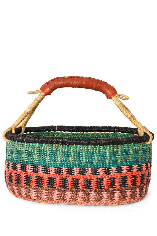 One-of-a-Kind Colorful Oval Bolga Basket