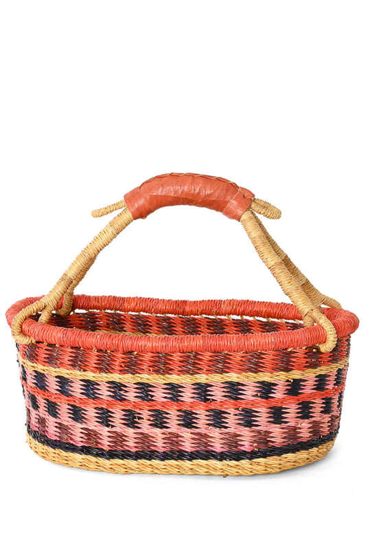 One-of-a-Kind Colorful Oval Bolga Basket