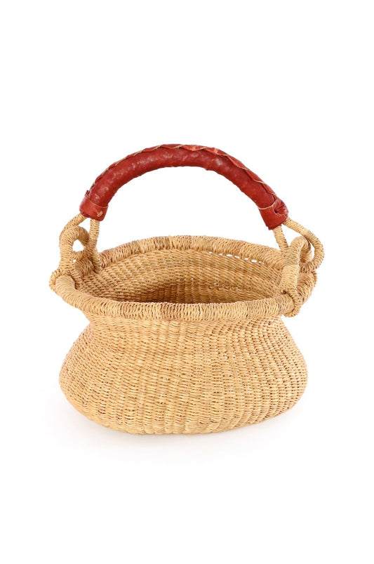 Petite Natural Swing Basket with Leather Handle