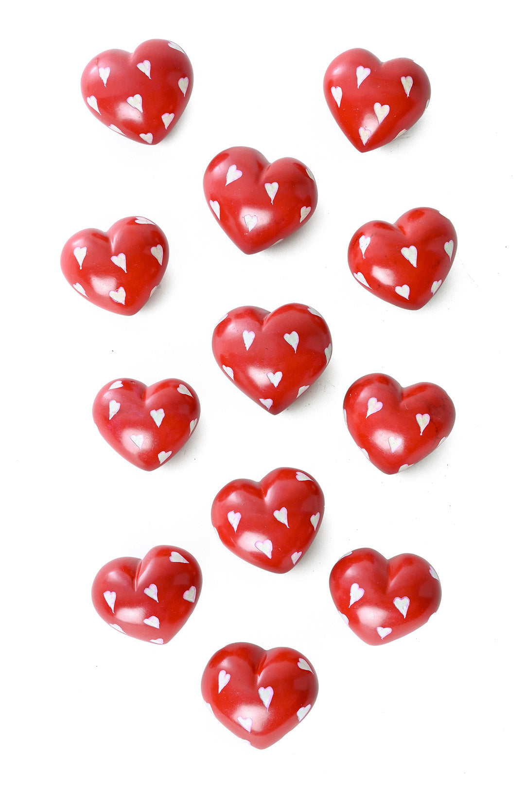 Dozen Red Soapstone "Hearts on Hearts" Keepsakes