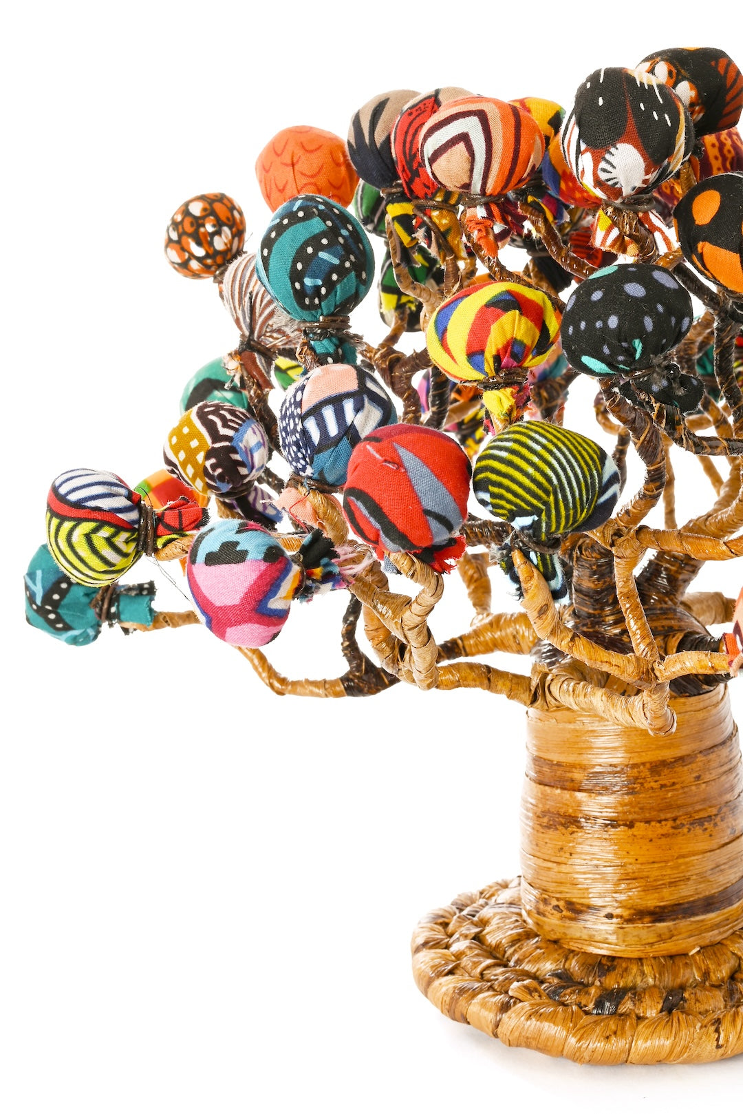 Banana Fiber Baobab Tree with Kitenge Cloth Baubles