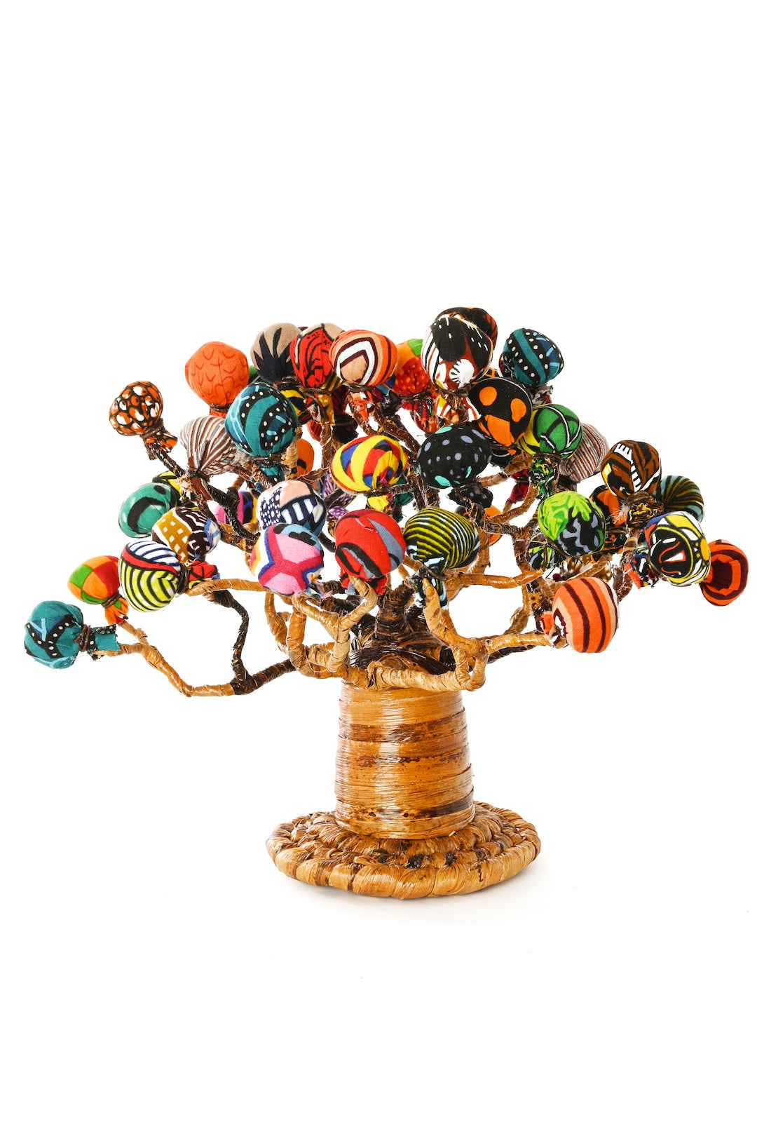 Banana Fiber Baobab Tree with Kitenge Cloth Baubles