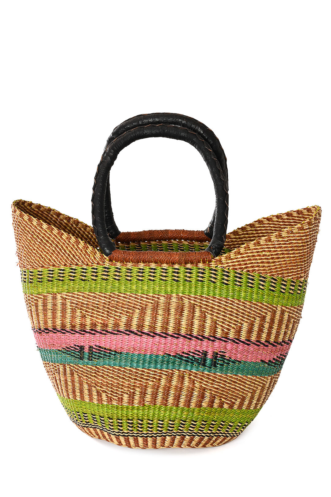 Spring Garden One of a Kind Shopper with Leather Handles