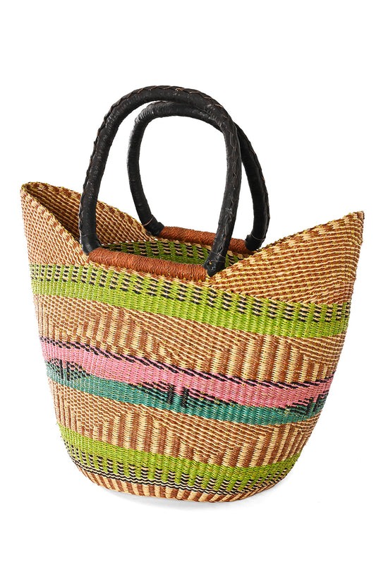 Spring Garden One of a Kind Shopper with Leather Handles