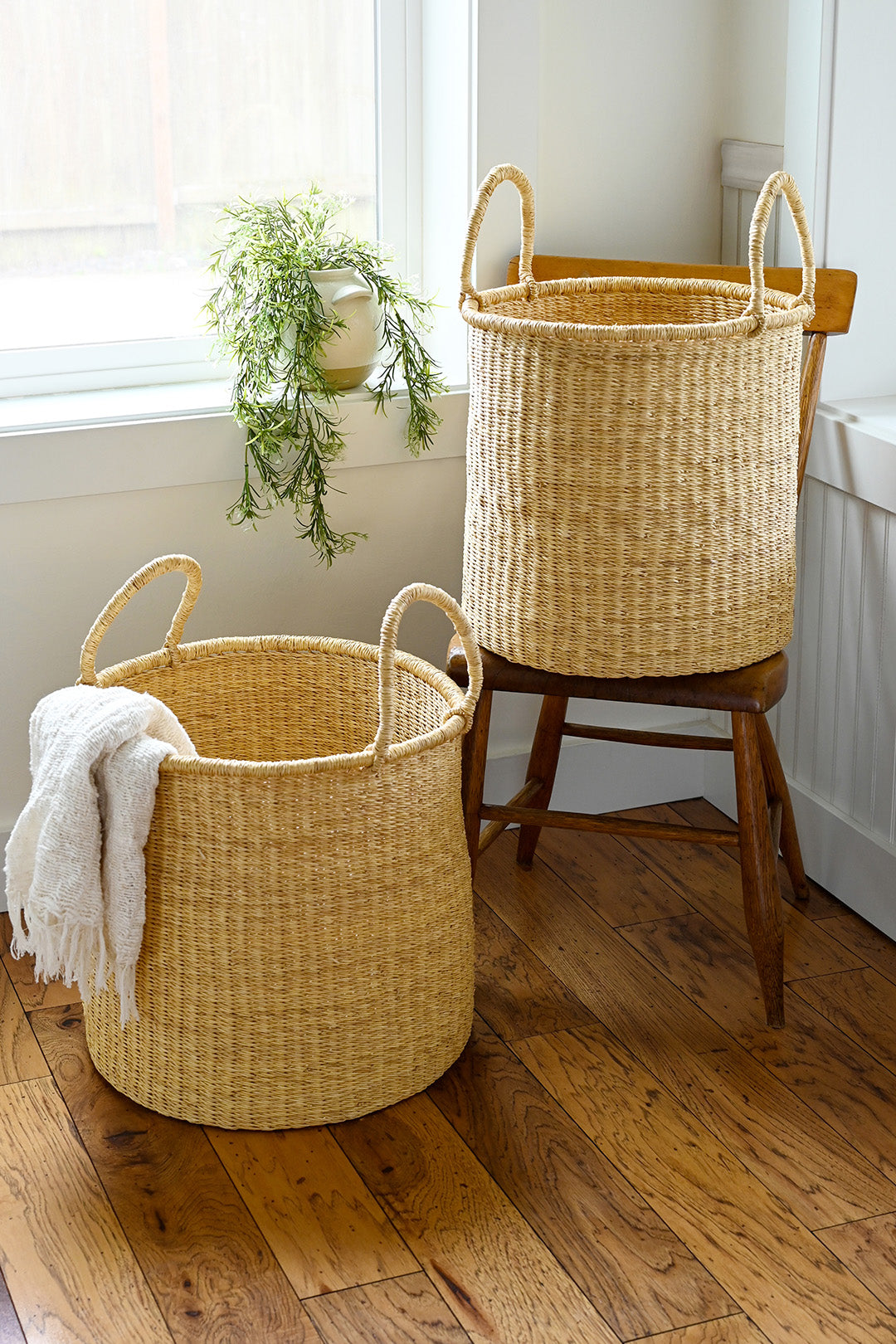 Set of 2 Natural Nesting Storage Baskets