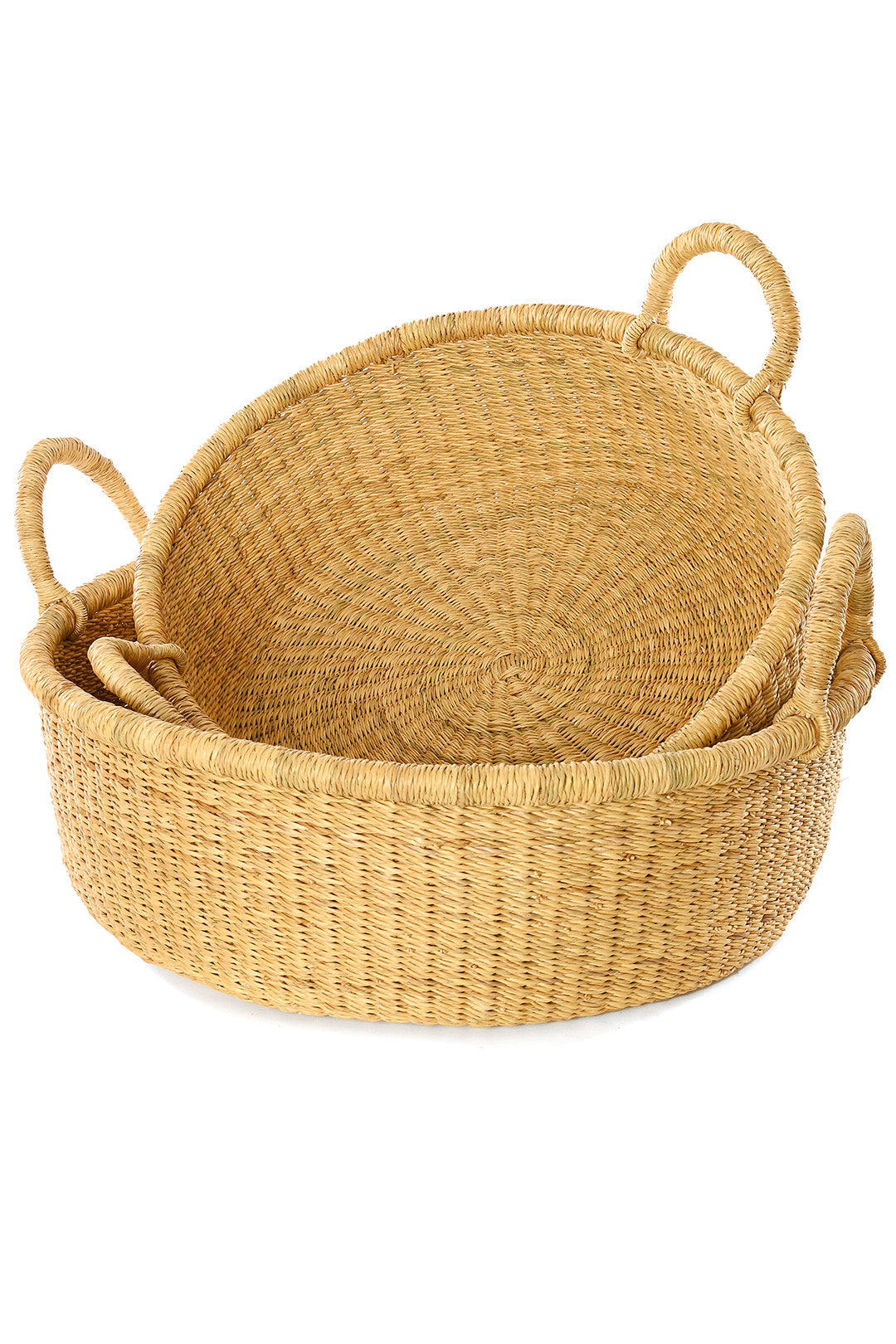 Set/2 Elephant Grass Shallow Baskets