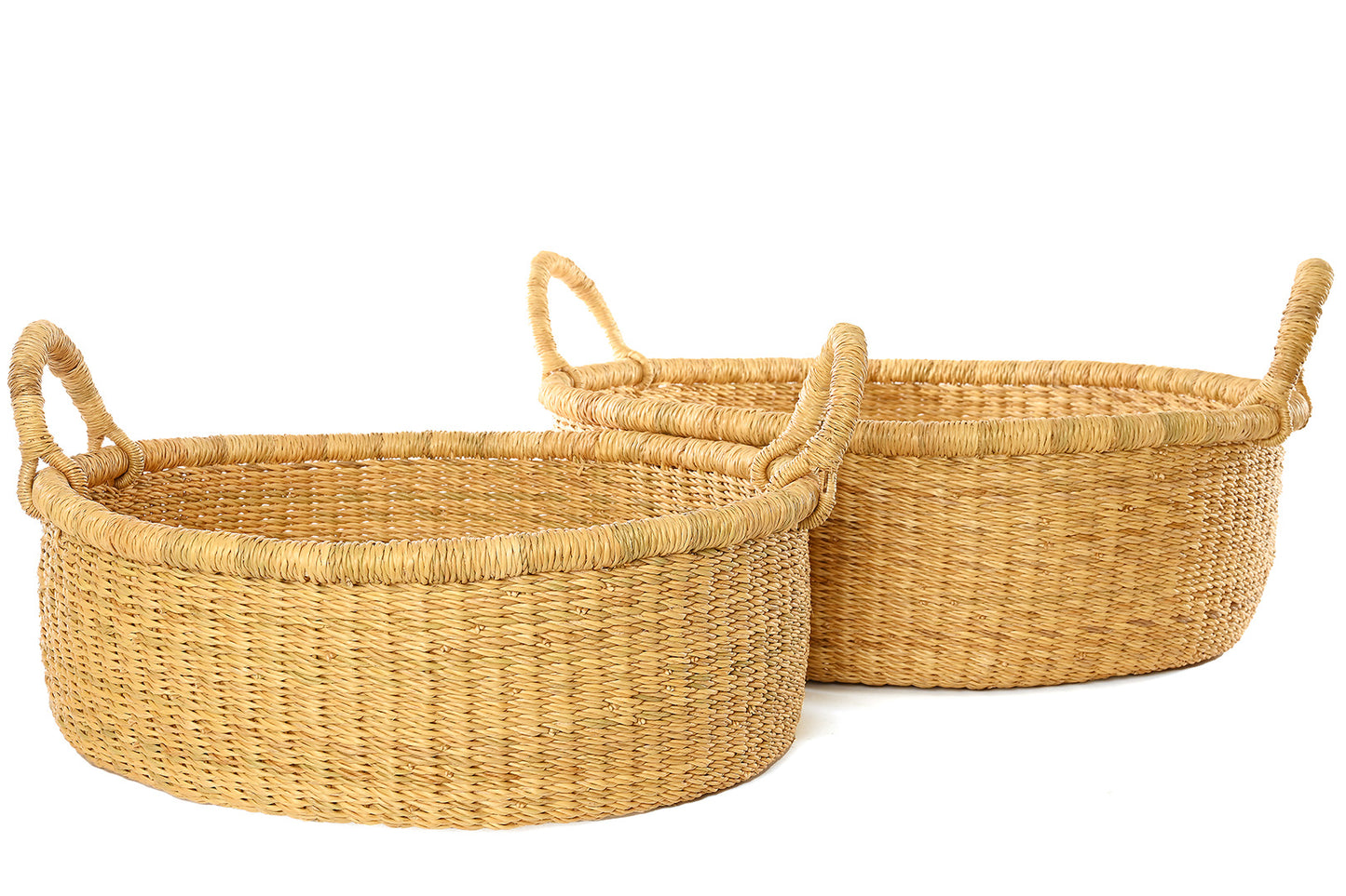 Set/2 Elephant Grass Shallow Baskets