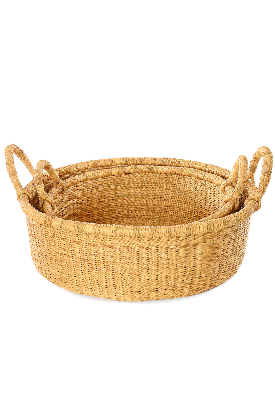 Set/2 Elephant Grass Shallow Baskets