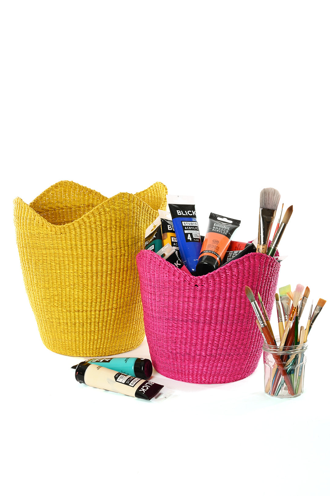 Yellow Elephant Grass Tulip Basket