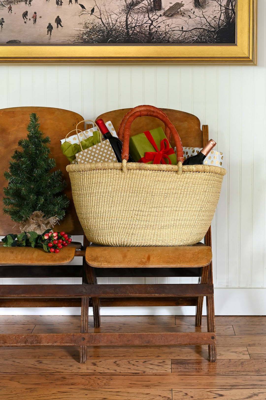 Large Oval Picnic Basket - Natural