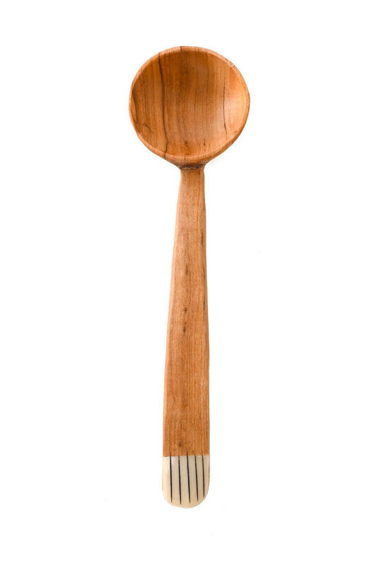 Kenyan Wild Olive Wood Ladle with Etched Bone