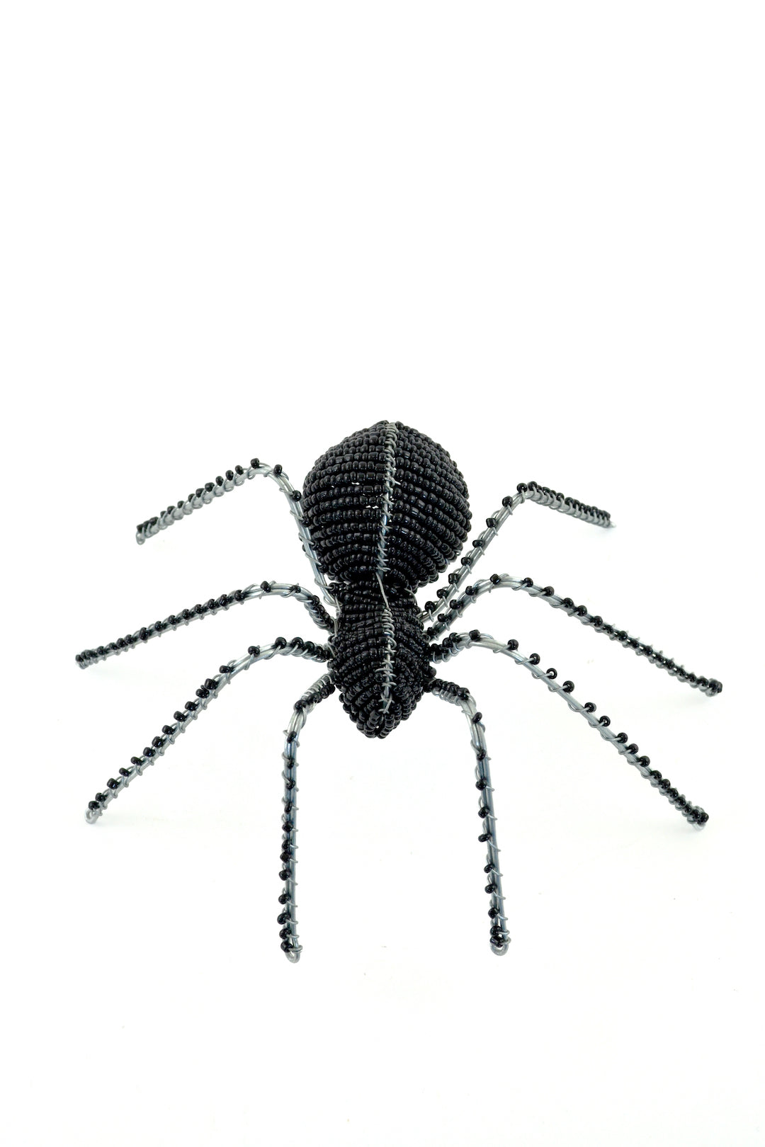 Beaded Black Spider Sculpture