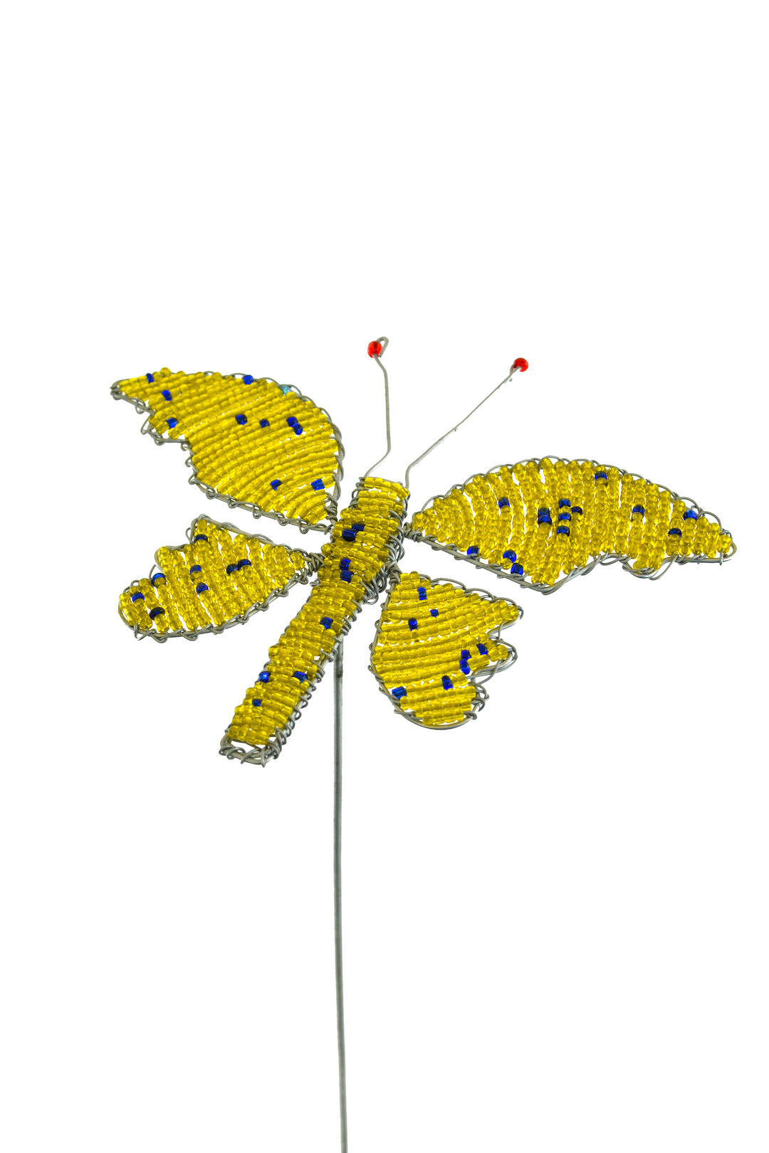 Butterfly Bead and Recycled Wire Garden Stakes [White or Yellow]