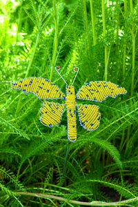Butterfly Bead and Recycled Wire Garden Stakes [White or Yellow]