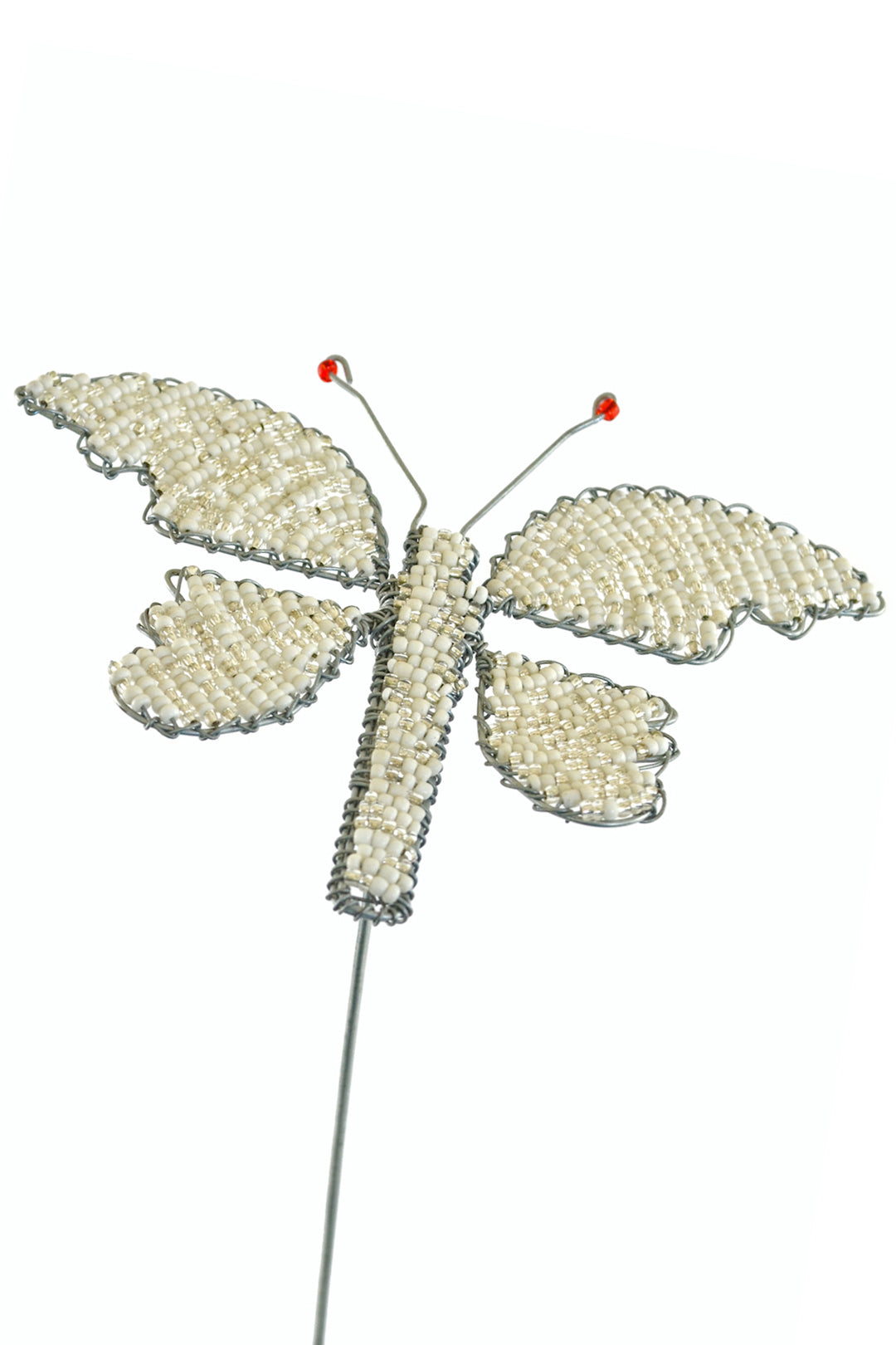 Butterfly Bead and Recycled Wire Garden Stakes [White or Yellow]