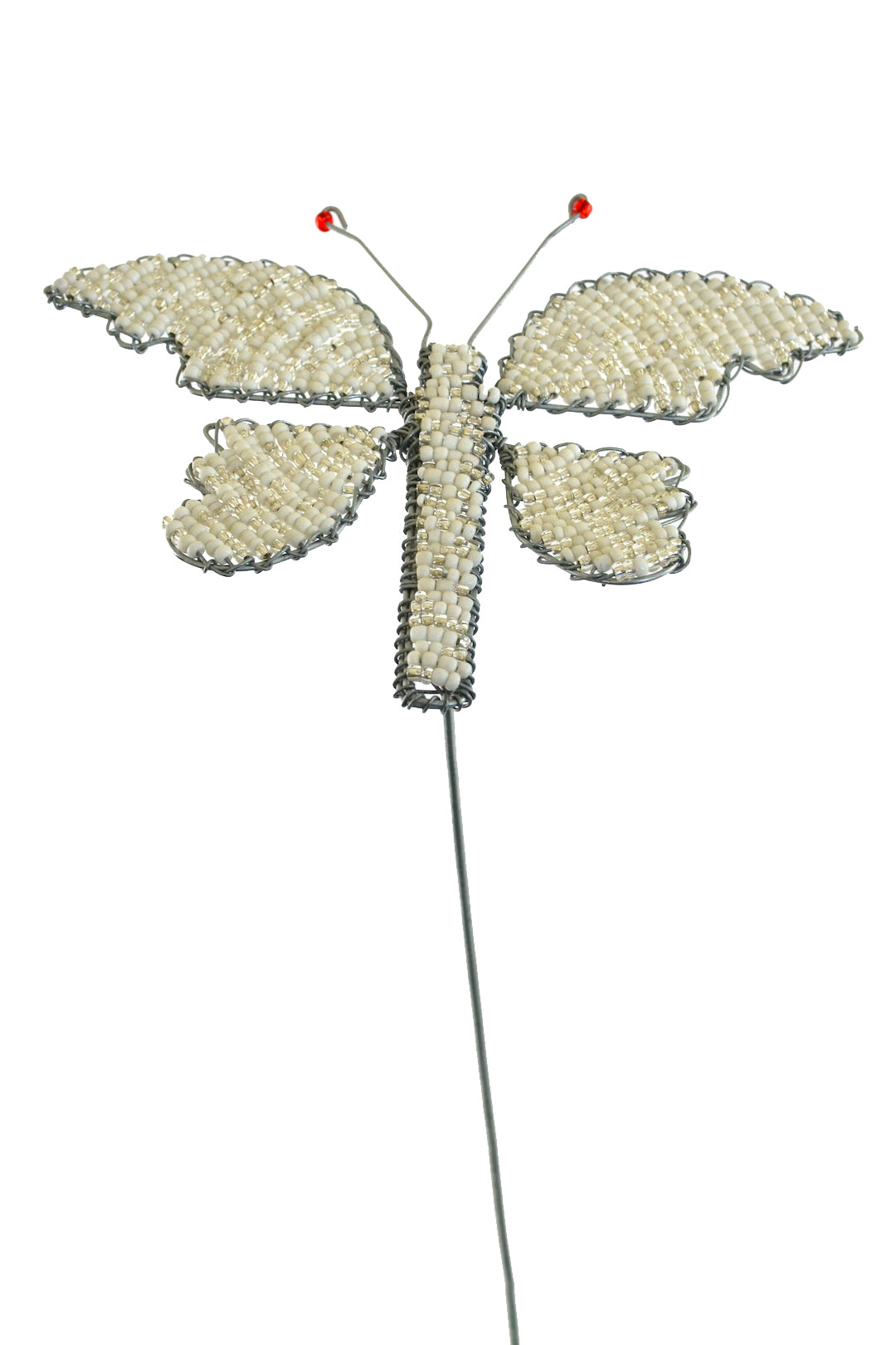 Butterfly Bead and Recycled Wire Garden Stakes [White or Yellow]