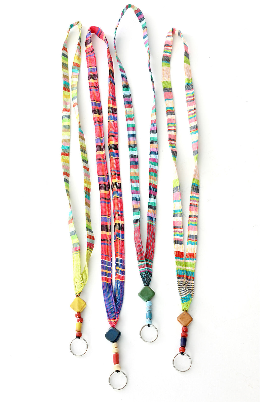 Ceramic Bead & Colorful Kikoi Cloth Lanyard