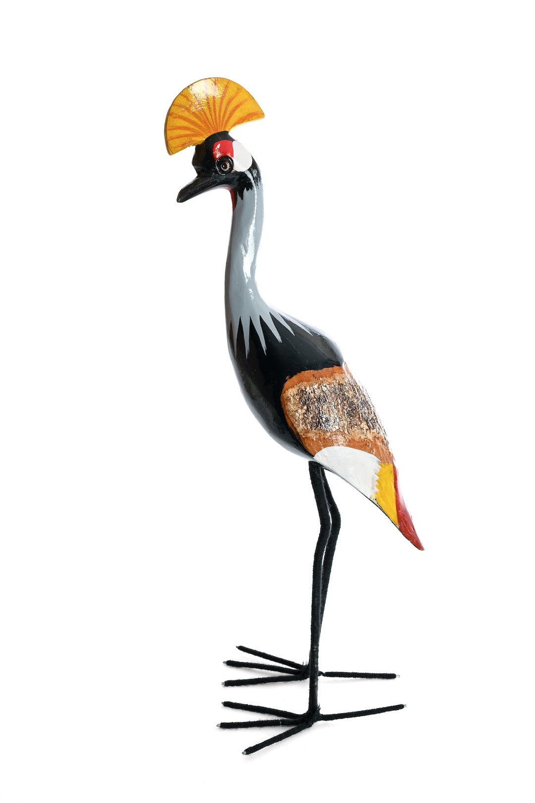 Jacaranda Wood Crested Crane Sculpture