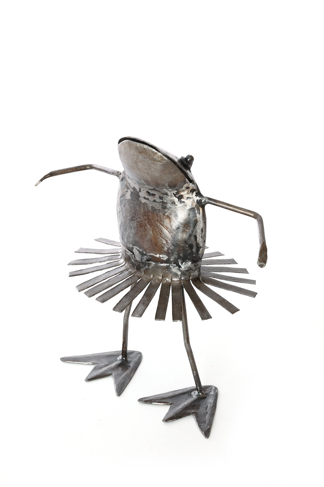 Metal Dancing Frog Sculpture