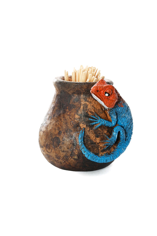 Ceramic Agama Lizard Toothpick Holder