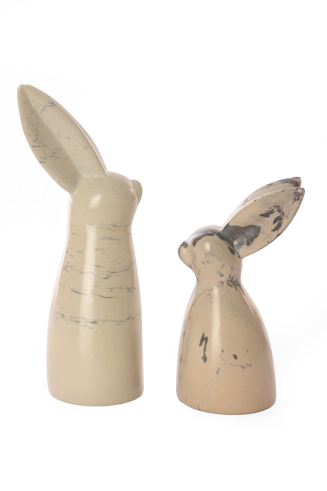 Natural Soapstone Pair of Big Ear Bunnies