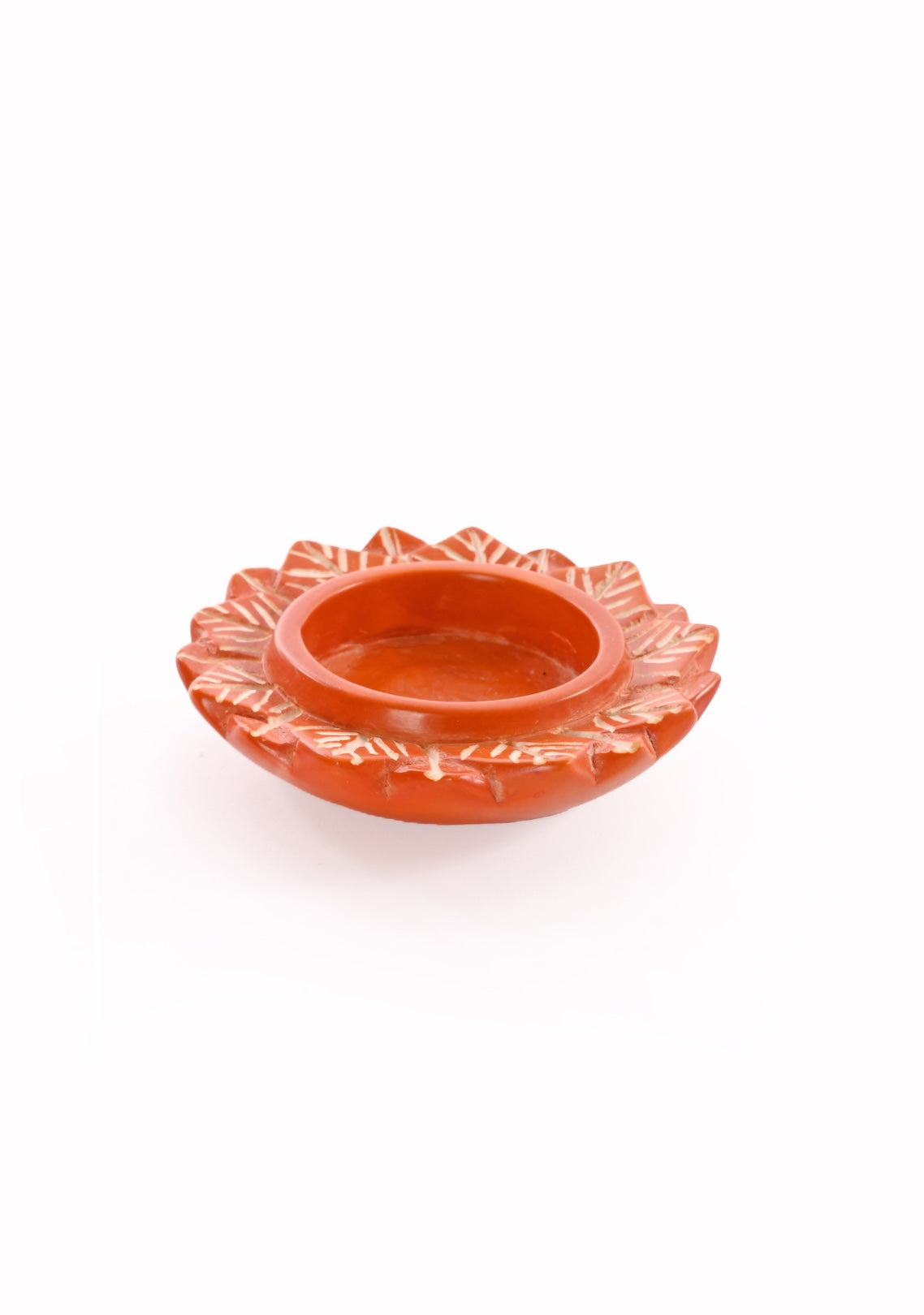 Floral Soapstone Tea Light and Incense Holder