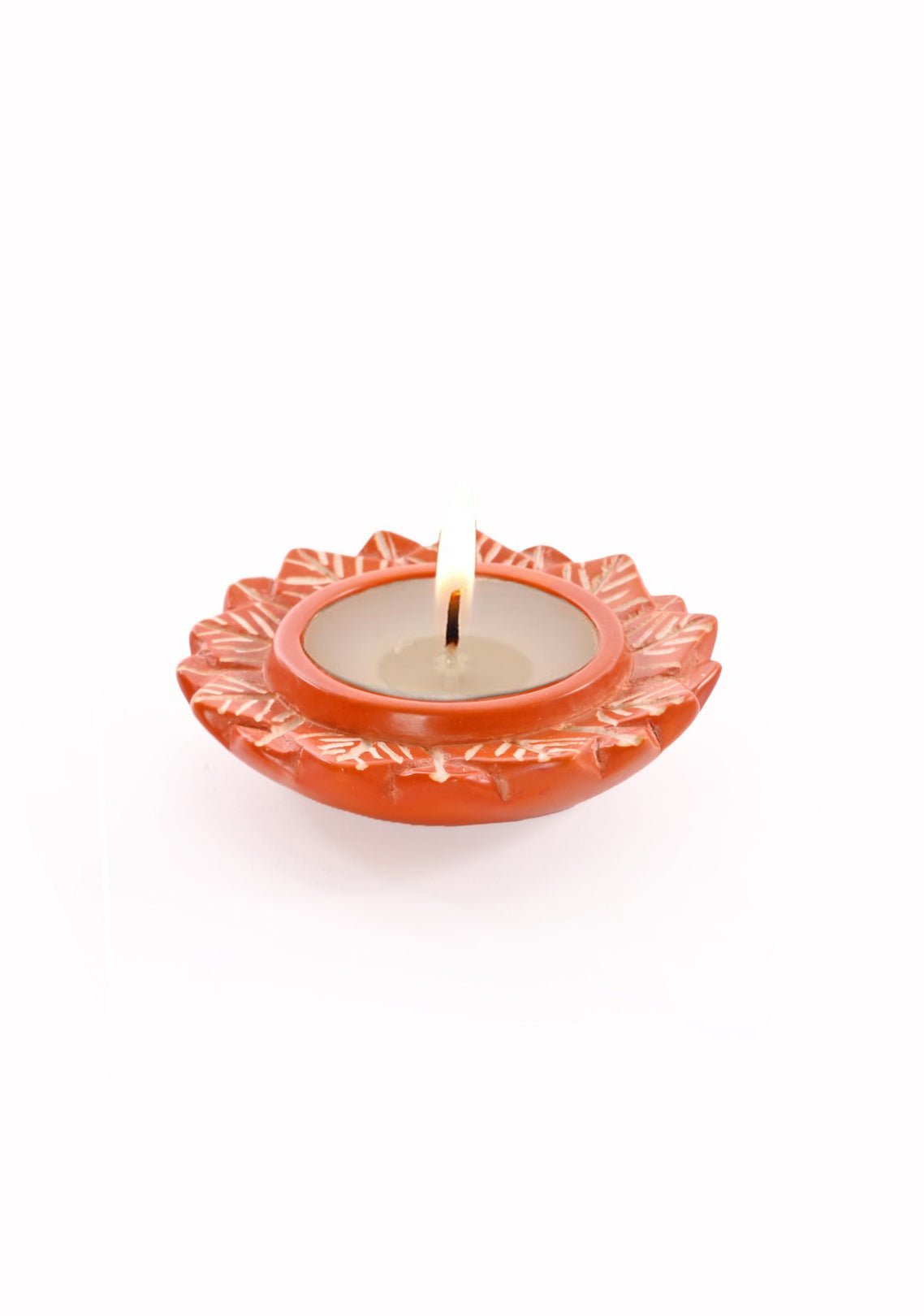 Floral Soapstone Tea Light and Incense Holder