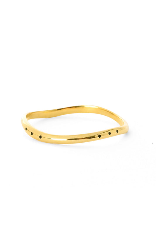 Kenyan Brass Wavy Dot Bangle Bracelet