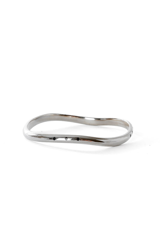 Kenyan Silvertone Wavy Dot Bangle Bracelet