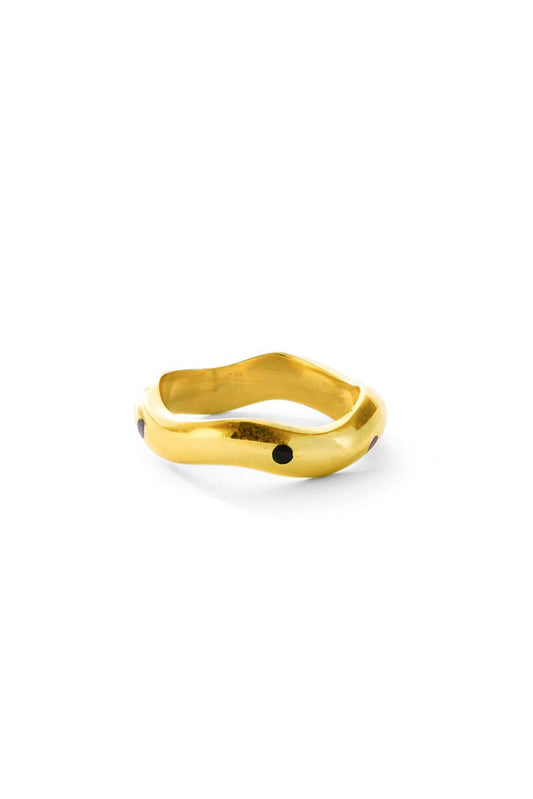 Kenyan Brass Wavy Dot Ring