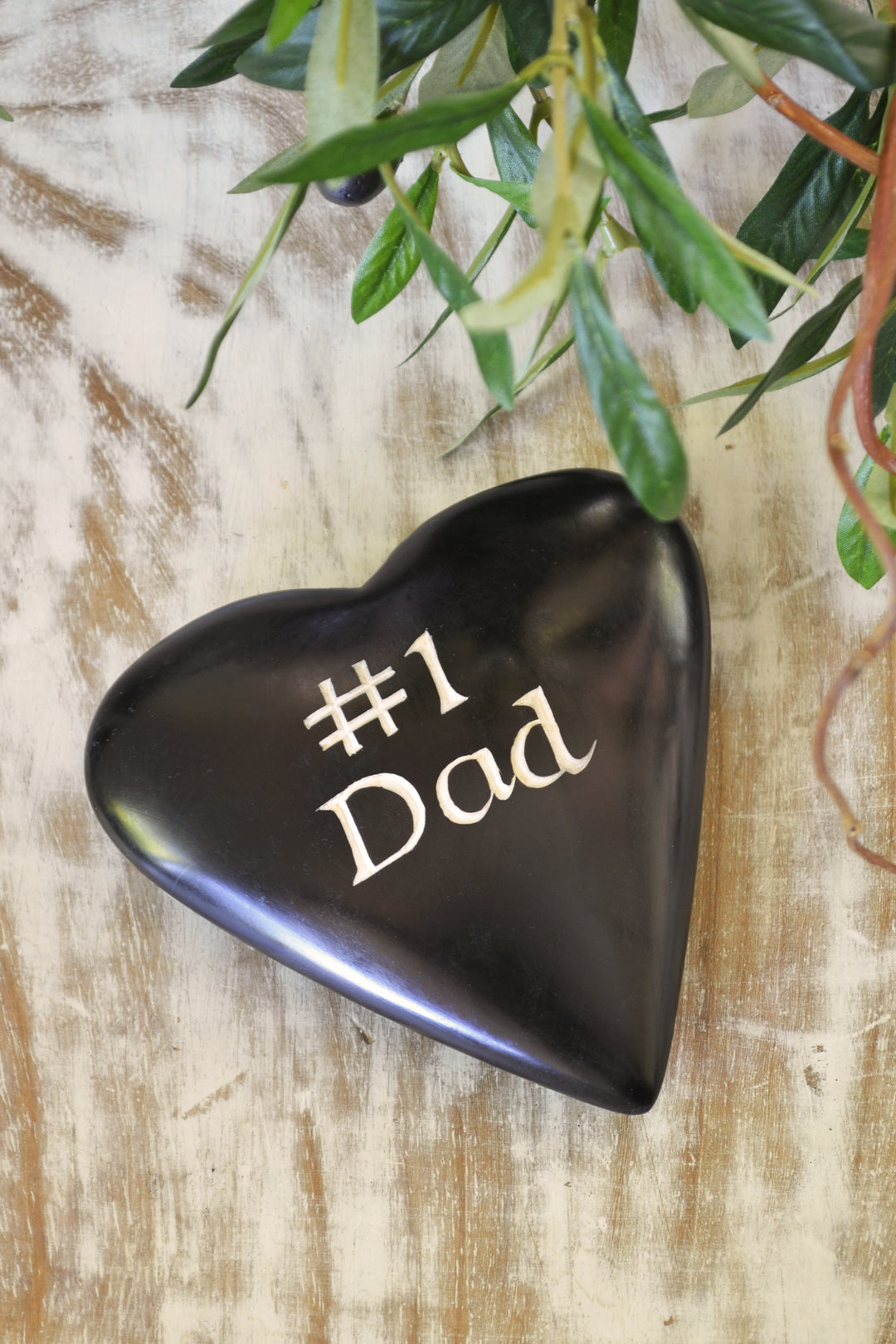 #1 Dad Soapstone Paperweight Heart