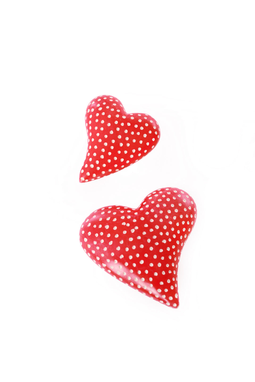 Set of Two Chubby Off-Beat Red Soapstone Hearts