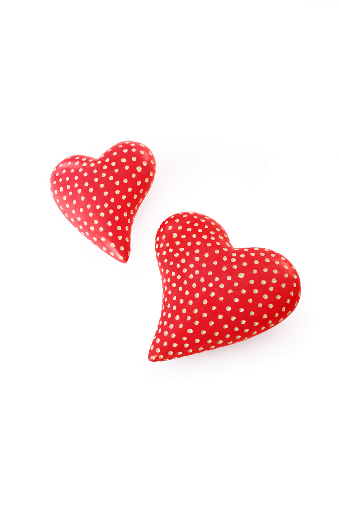 Set of Two Chubby Off-Beat Red Soapstone Hearts