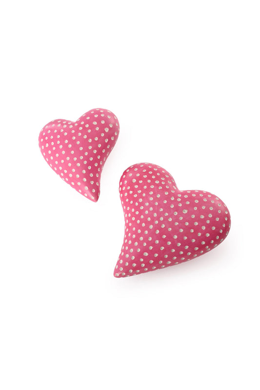 Set of Two Chubby Off-Beat Pink Soapstone Hearts