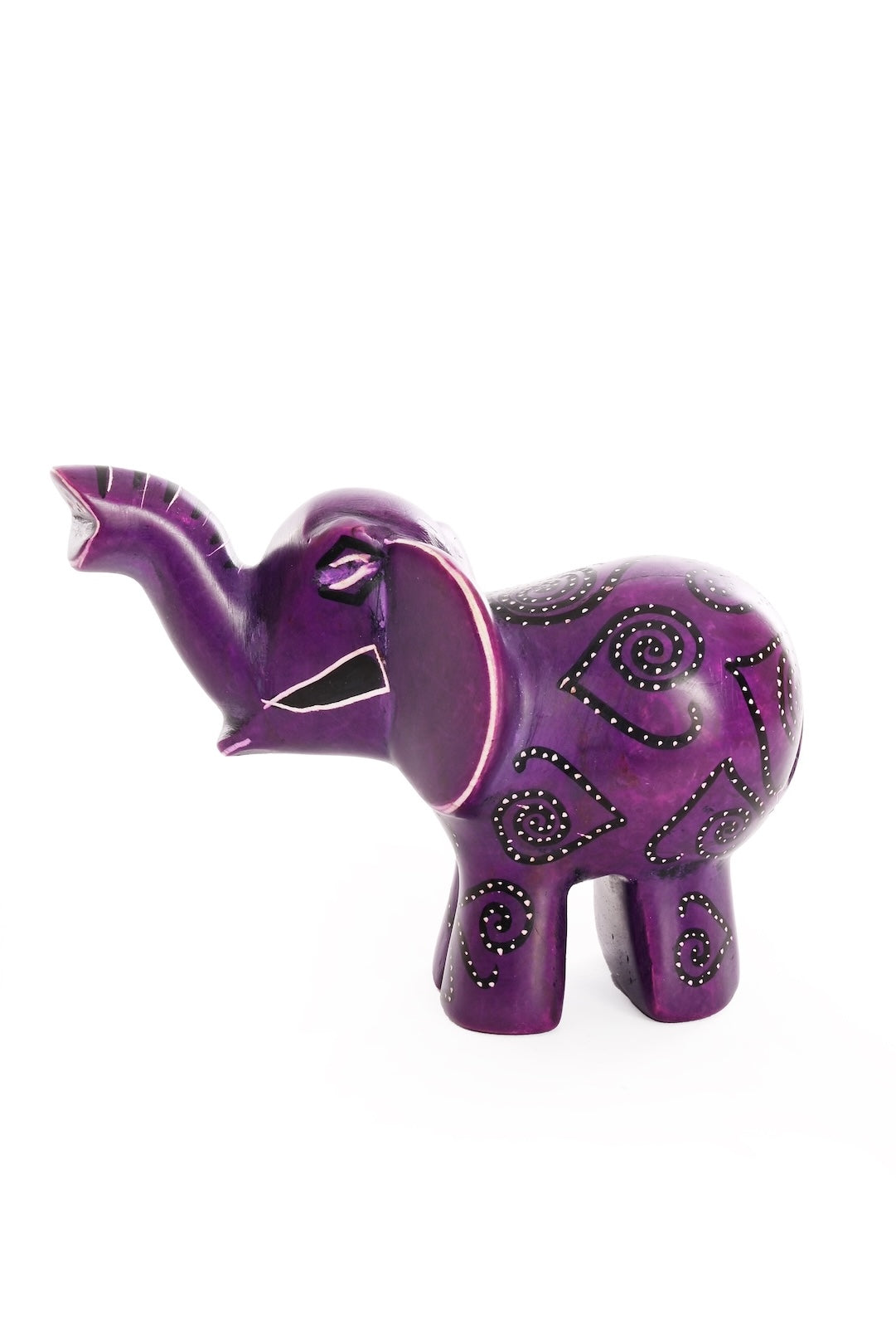 Swirled Heart Soapstone Elephant - Purple