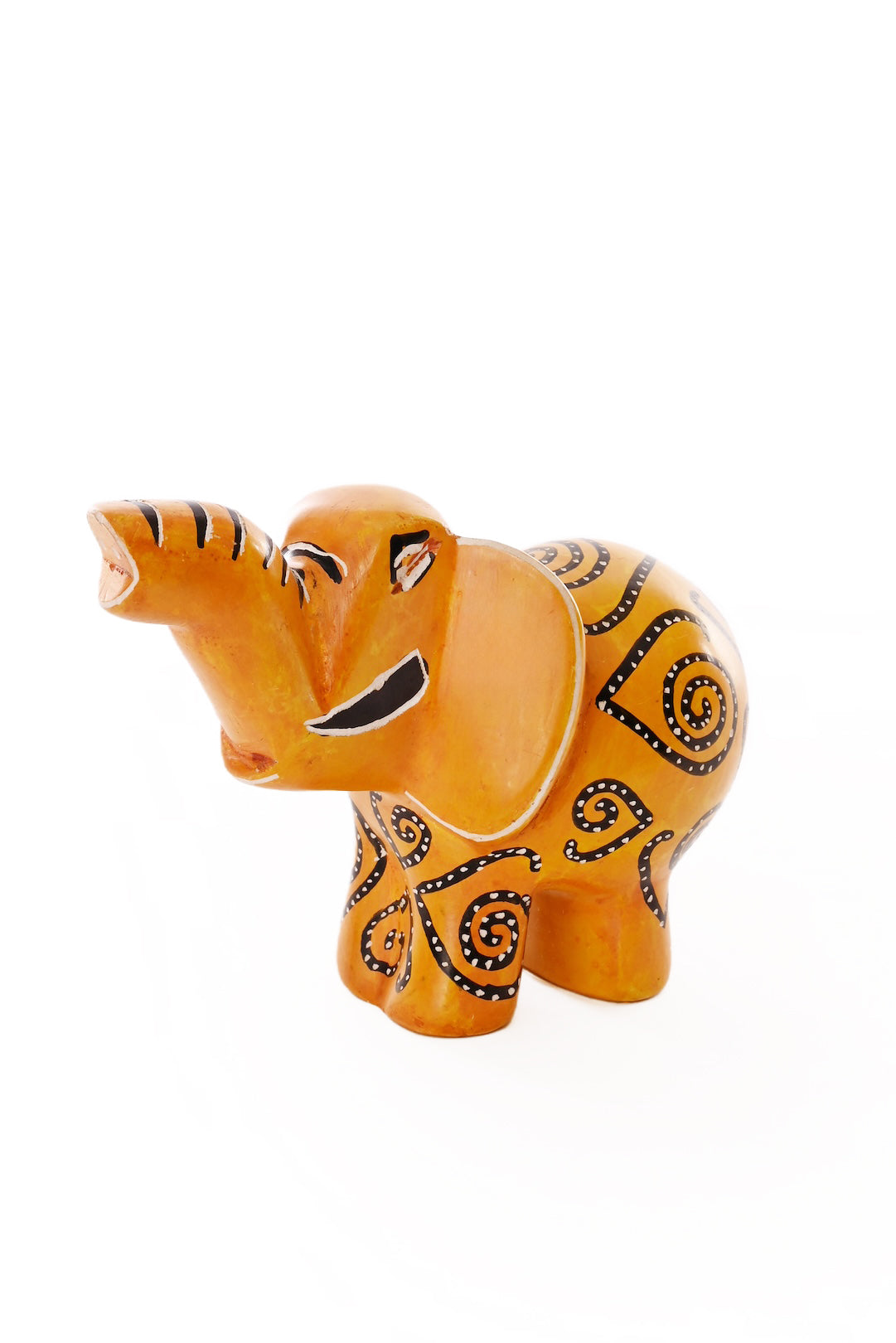 Marigold Swirled Heart Soapstone Elephant