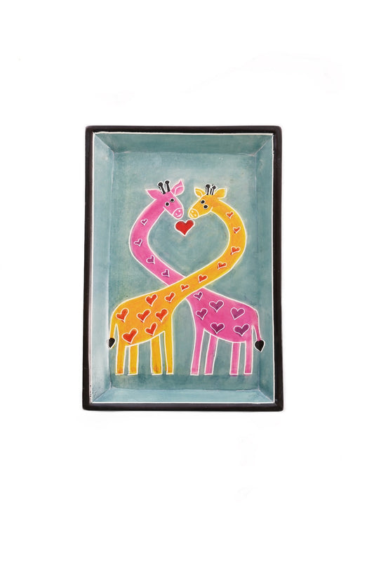 Giraffe Lovers Rectangle Soapstone Tray