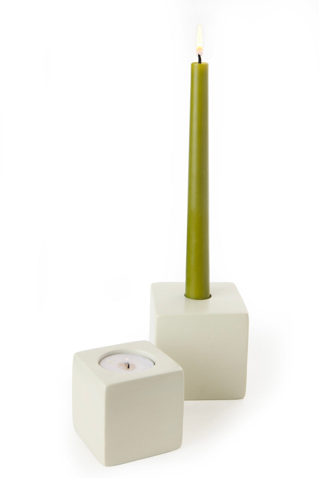 Natural Cube Soapstone Reversible Candle Holders