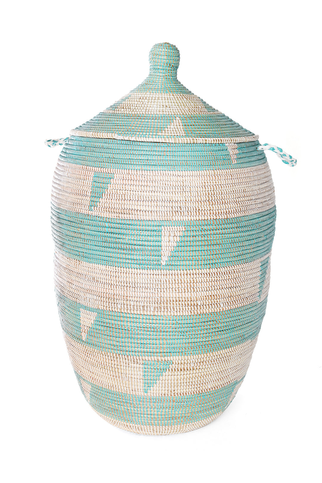 One of a Kind Aqua Accented Stripes XL Senegalese Hamper