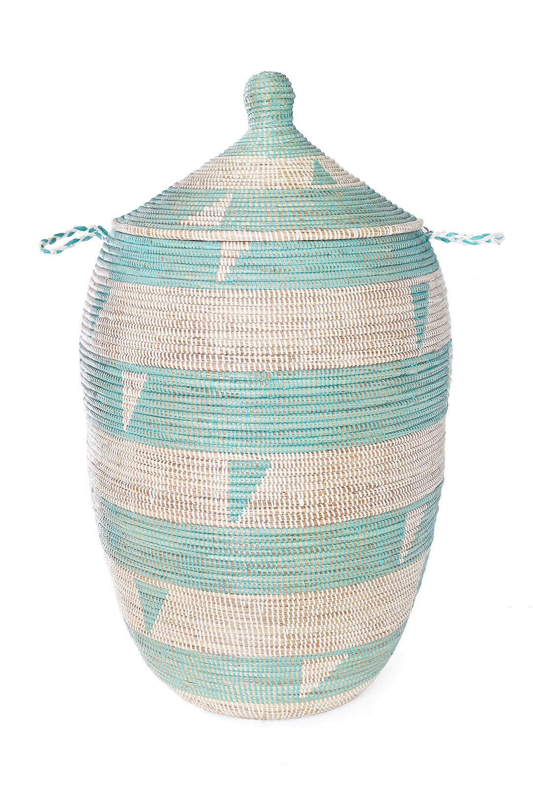 One of a Kind Aqua Accented Stripes XL Senegalese Hamper