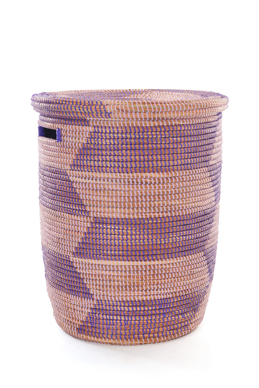 Lavender & Purple Herringbone Flat Lid Hamper Basket