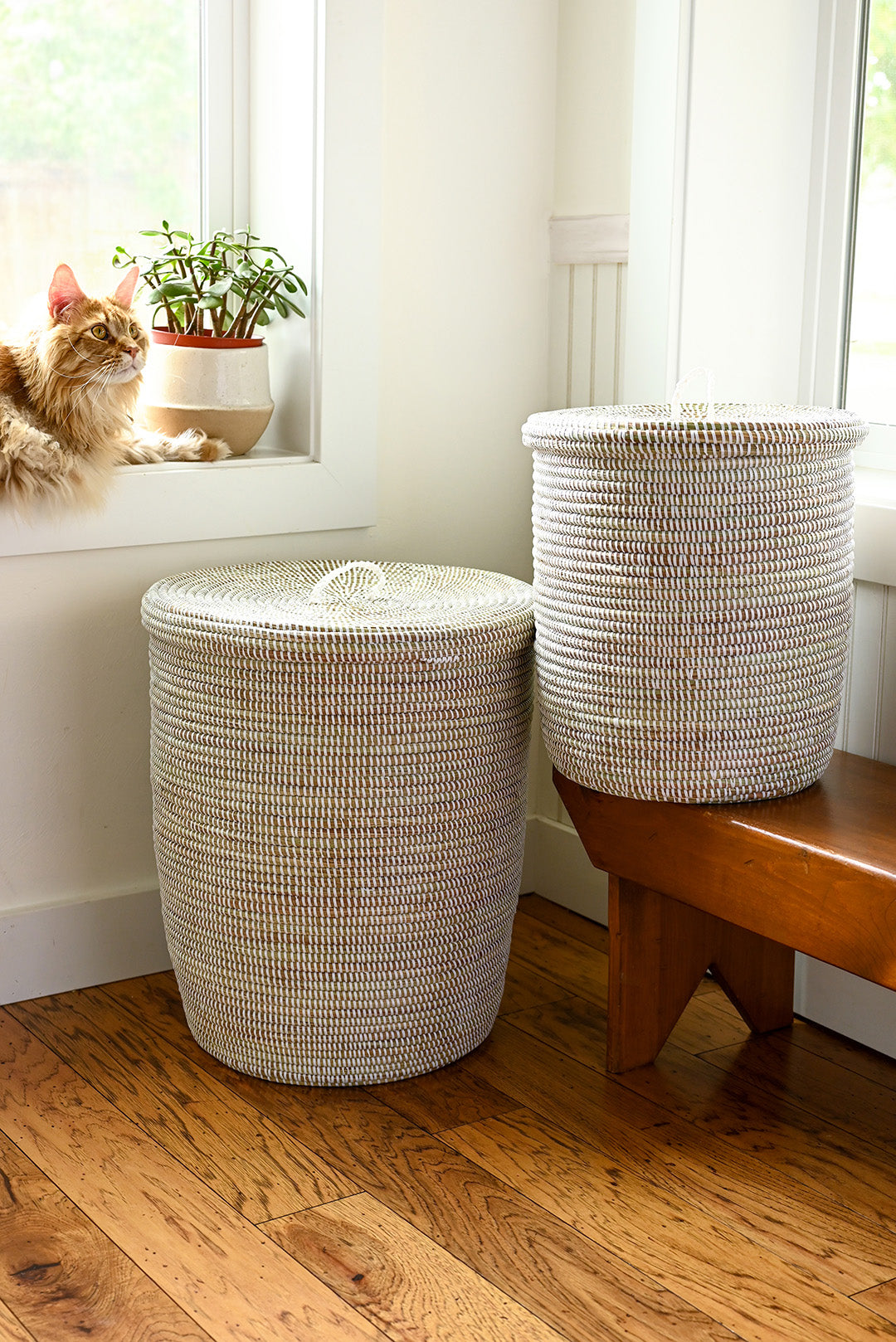 Pair of White Sand Dune Hampers