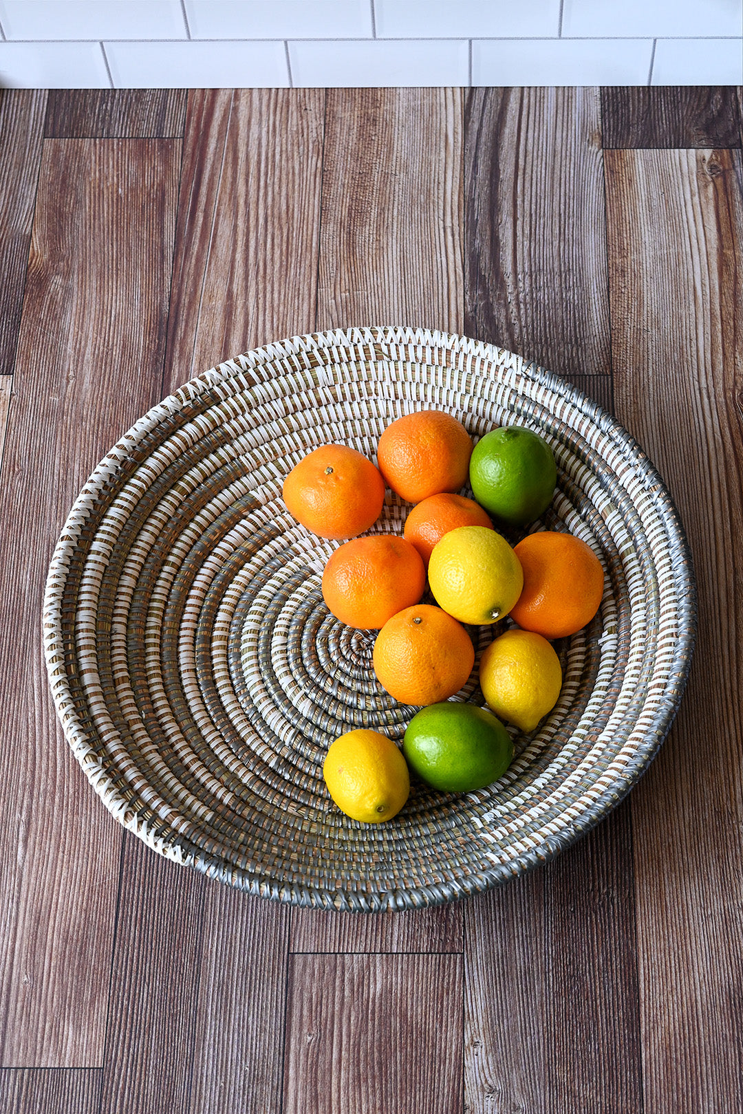 Silver & White Delta Tabletop Basket