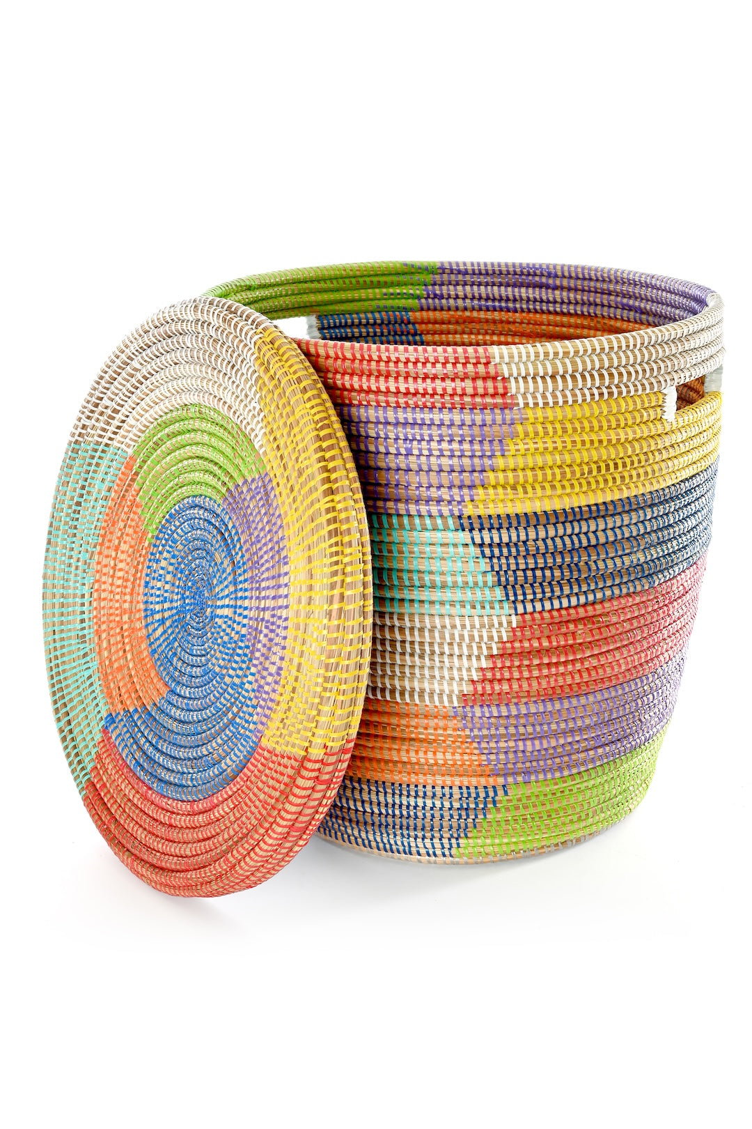 Rainbow Herringbone Flat Lid Hamper Basket