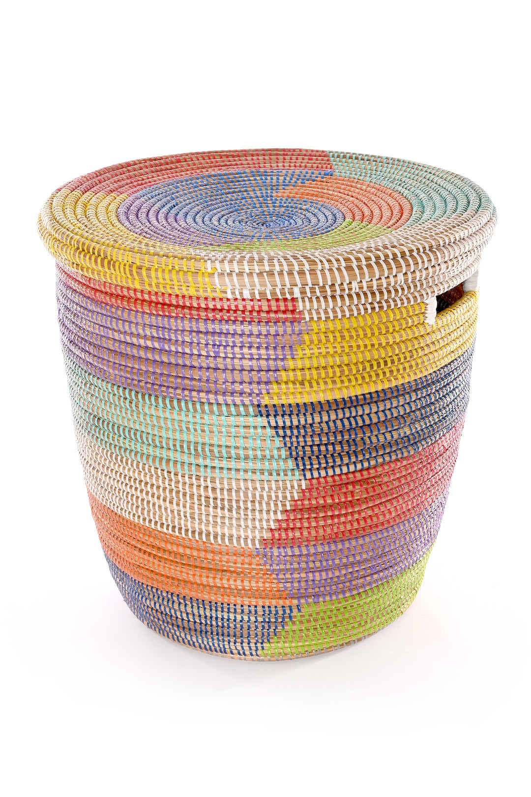 Rainbow Herringbone Flat Lid Hamper Basket