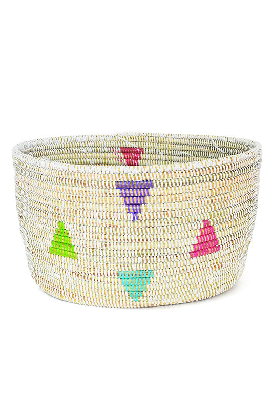 White Teranga Triangles Knitting Basket