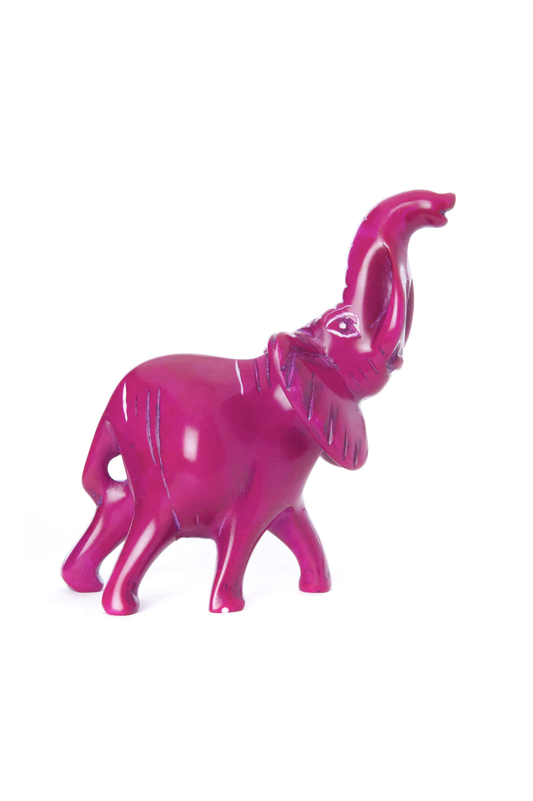 Pink Soapstone Trumpeting Elephant