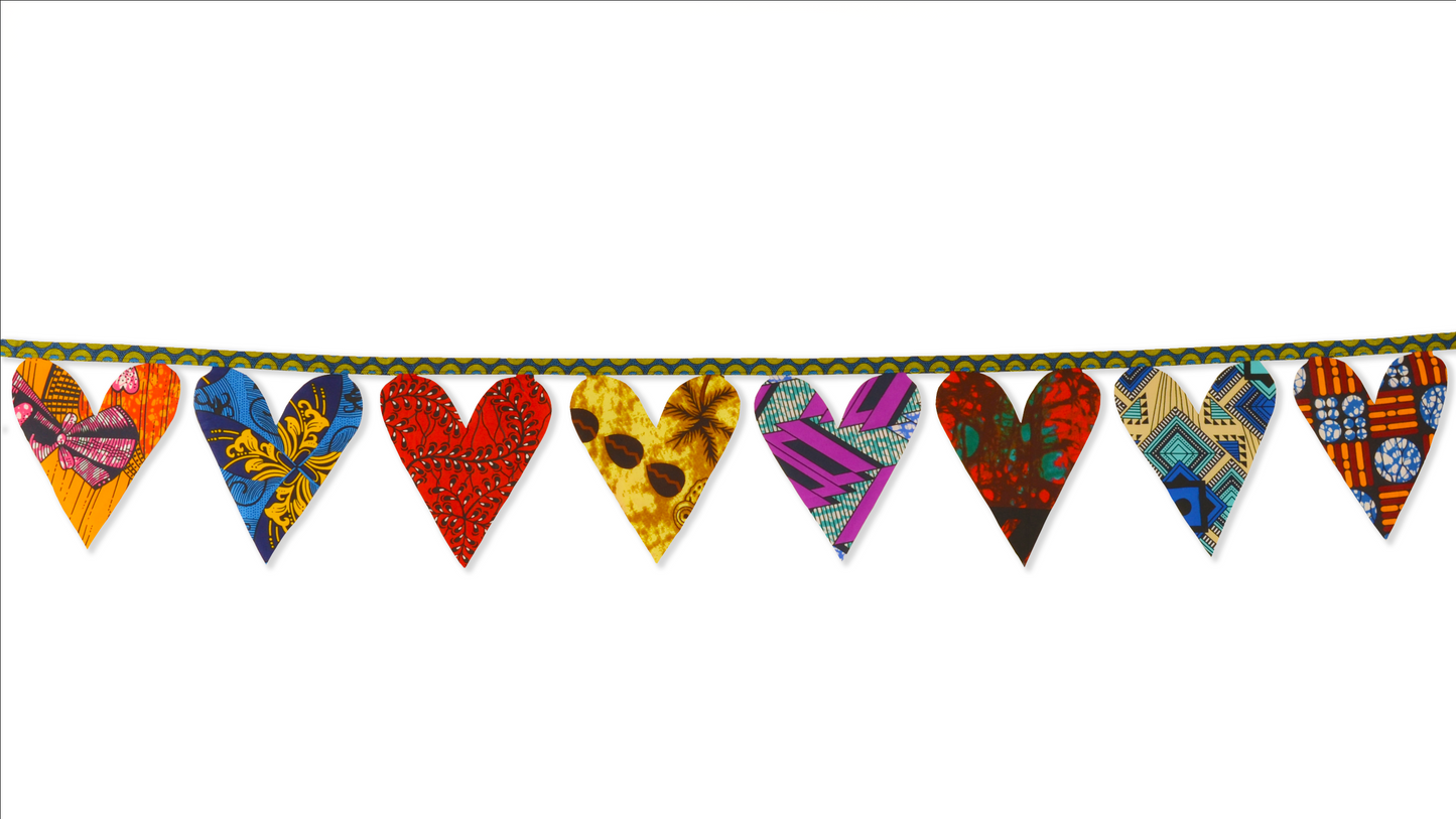 Janet's Assorted Chitenge Cloth Heart Bunting